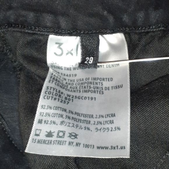 3x1 NYC Black Ankle Zip Jeans‎ Raven 29 USA Made - Picture 6 of 12